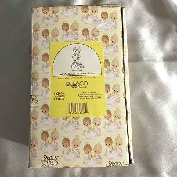 NIB Precious Moments 'Whos gonna fill your shoes' boy figurine - Picture 6 of 11